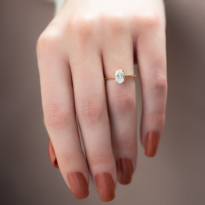 4.0CT Oval Lab Grown E/VS1 Hidden Halo Diamond Engagement Ring