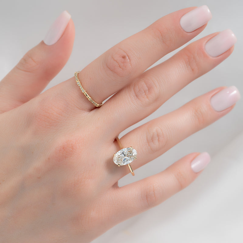 4.0CT Oval Lab Grown E/VS1 Hidden Halo Diamond Engagement Ring