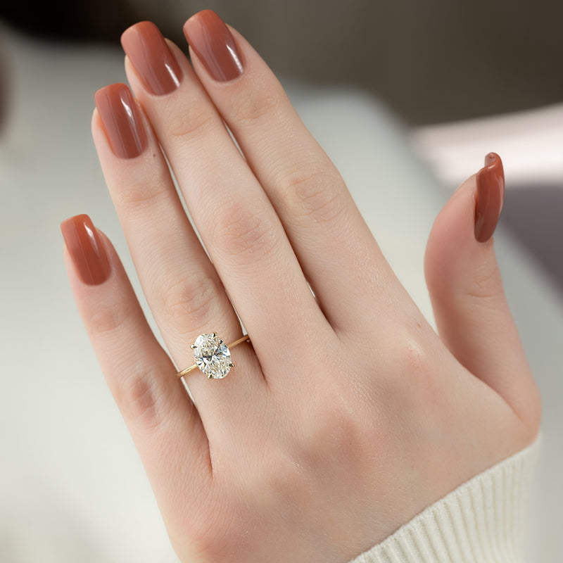 4.0CT Oval Lab Grown E/VS1 Hidden Halo Diamond Engagement Ring