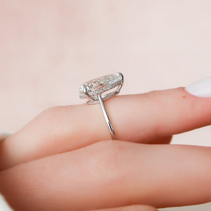 2.50CT Pear Lab Grown E/VVS1 Solitaire Diamond Hidden Halo Engagement Ring