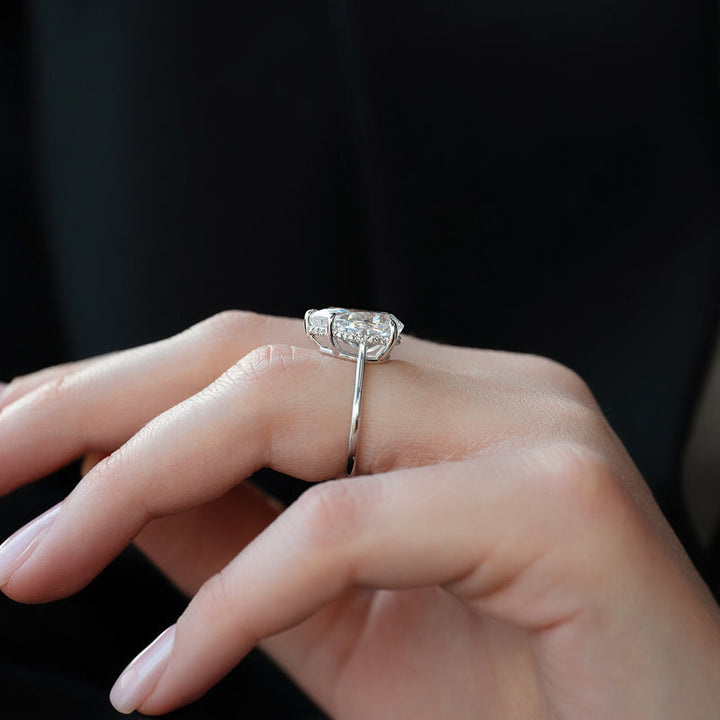2.50CT Pear Lab Grown E/VVS1 Solitaire Diamond Hidden Halo Engagement Ring