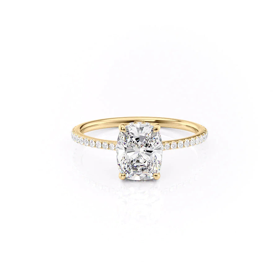 4.0CT Elongated Cushion Lab Grown F/VVS1 Diamond Hidden Halo Engagement Ring