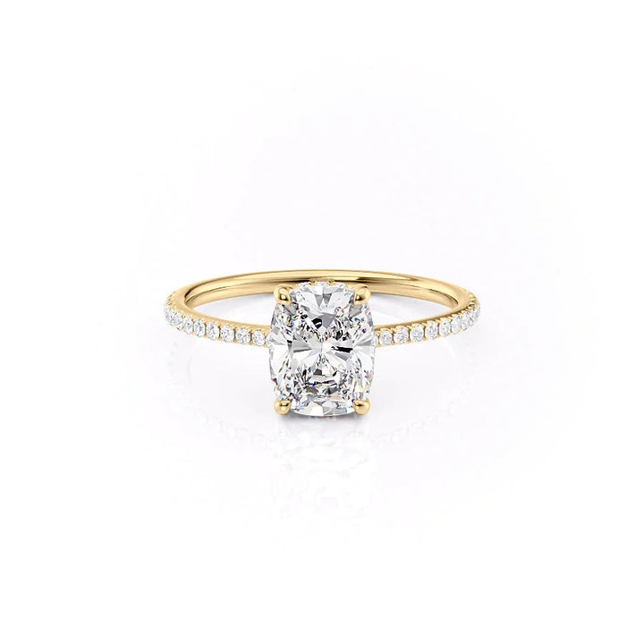 4.0CT Elongated Cushion Lab Grown F/VVS1 Diamond Hidden Halo Engagement Ring
