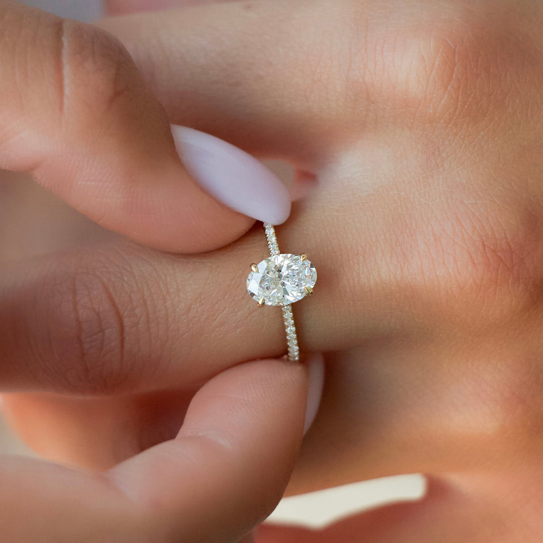 2.50CT Oval Lab Grown E/VVS1 Diamond Hidden Halo Engagement Ring