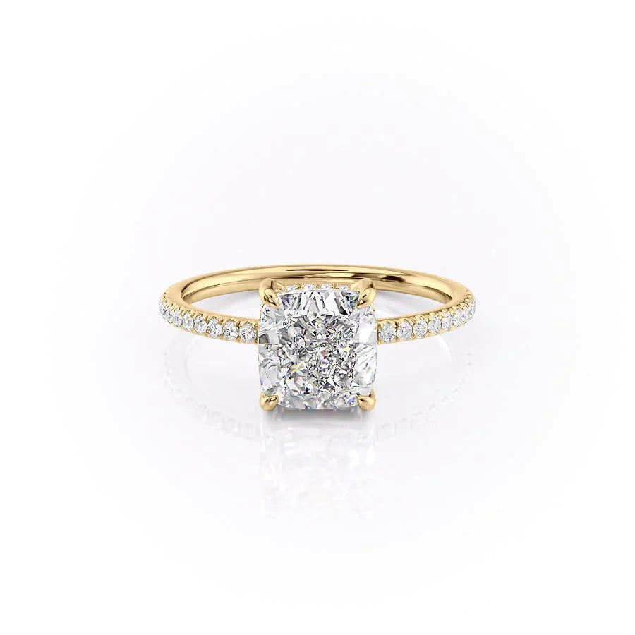 3.0CT Cushion Lab Grown E/VVS2 Diamond Hidden Halo Engagement Ring