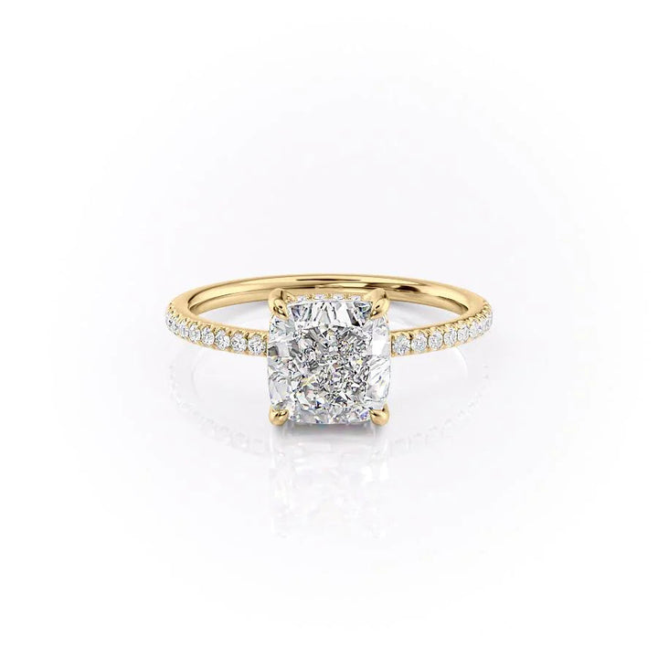 3.0CT Cushion Lab Grown E/VVS2 Diamond Hidden Halo Engagement Ring
