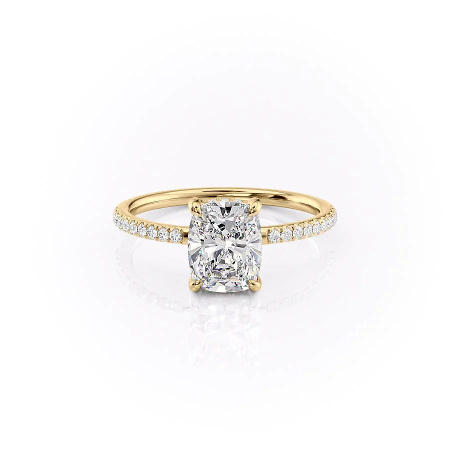 2.50CT Elongated Cushion Lab Grown D/VVS Diamond Hidden Halo Engagement Ring