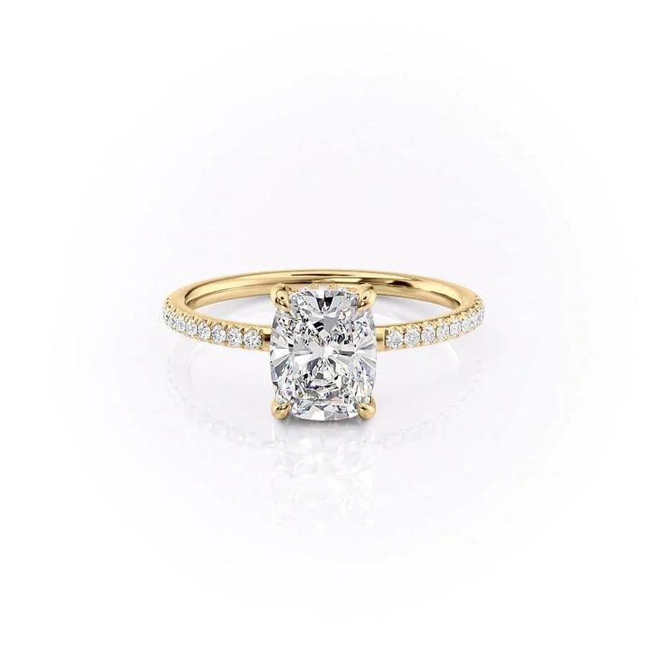 2.50CT Elongated Cushion Lab Grown D/VVS Diamond Hidden Halo Engagement Ring