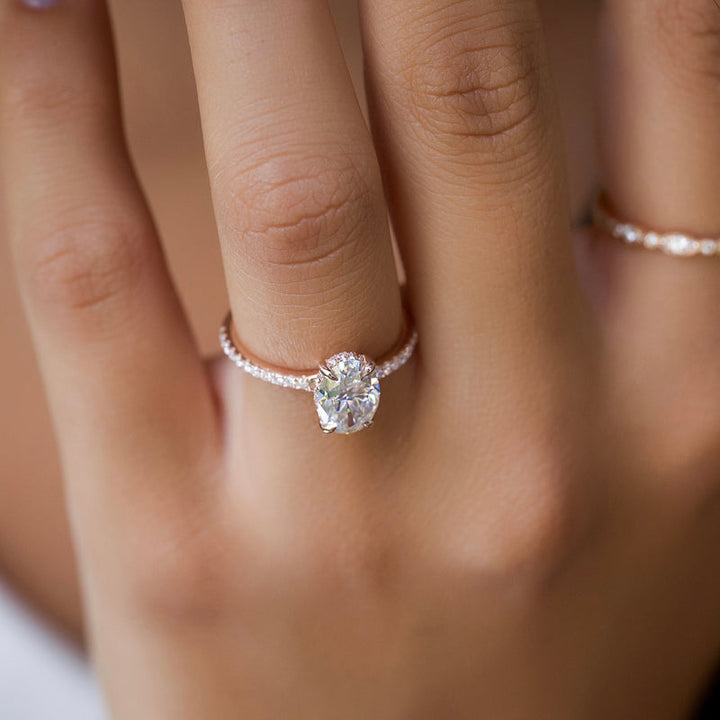 2.50CT Oval Lab Grown E/VVS1 Diamond Hidden Halo Engagement Ring