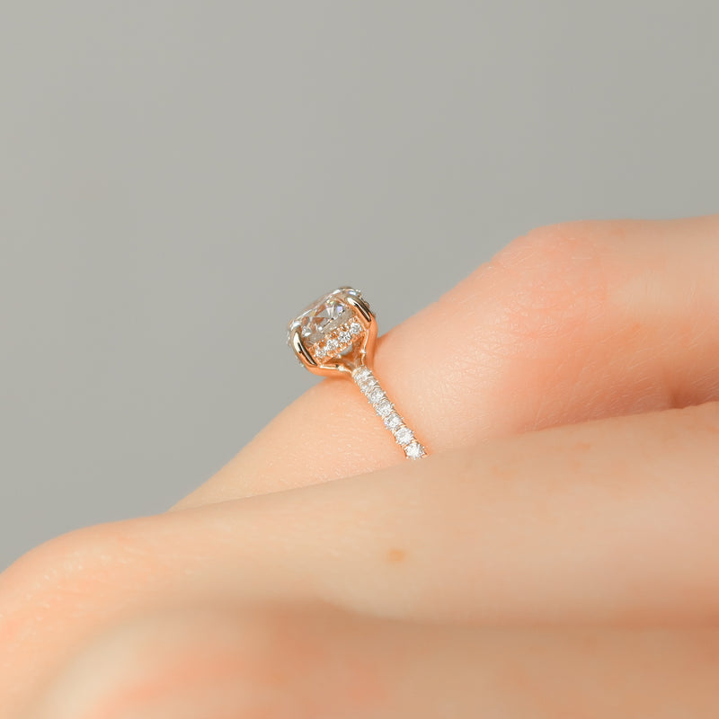 3.0CT Round Lab Grown F/VVS1 Hidden Halo Diamond Engagement Ring