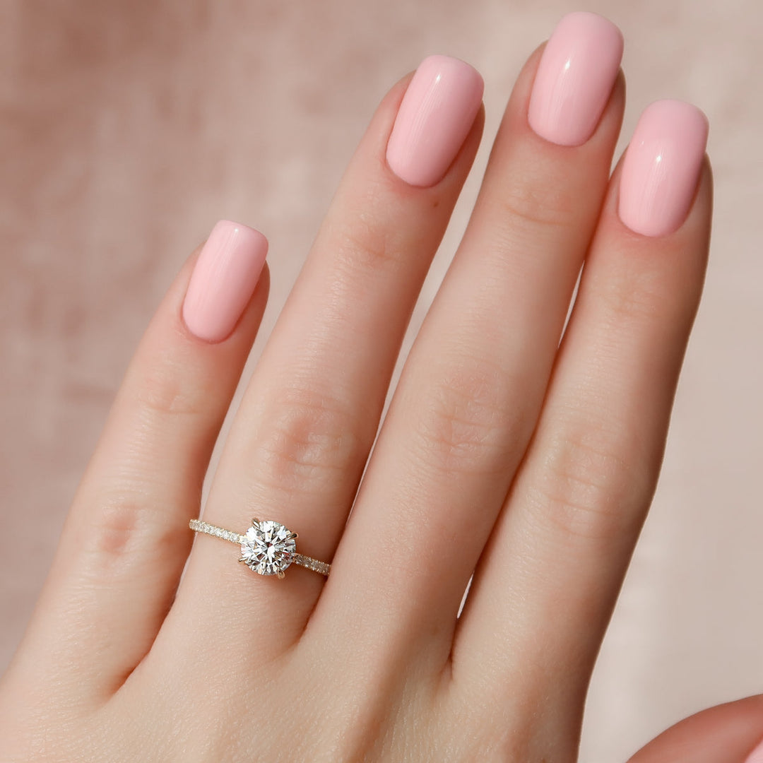 3.0CT Round Lab Grown F/VVS1 Hidden Halo Diamond Engagement Ring