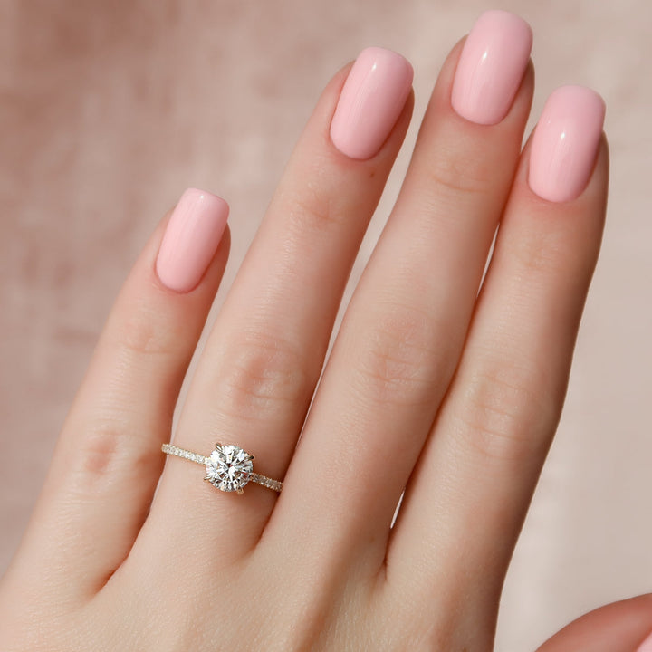 3.0CT Round Lab Grown F/VVS1 Hidden Halo Diamond Engagement Ring