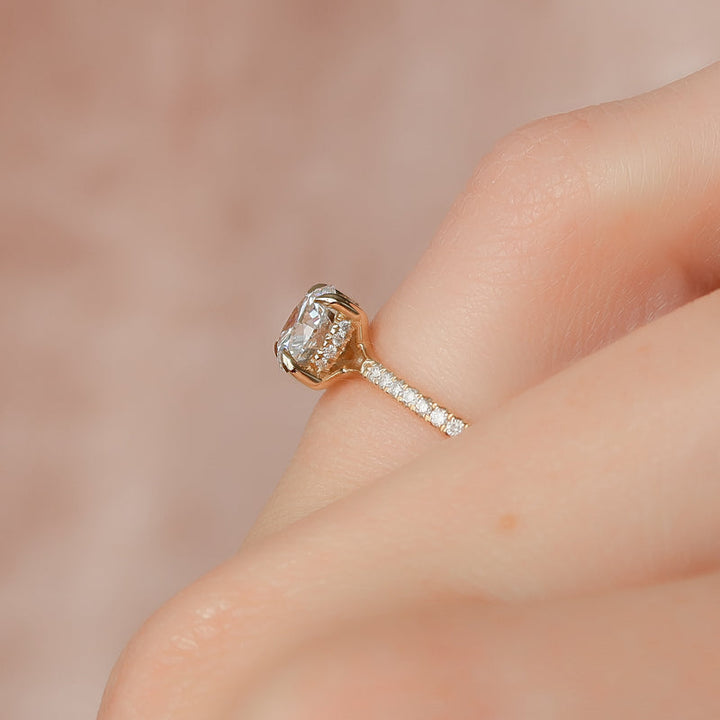 3.0CT Round Lab Grown F/VVS1 Hidden Halo Diamond Engagement Ring