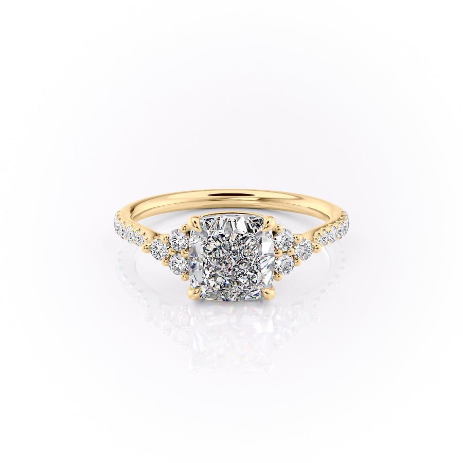 4.0CT Cushion Lab Grown F/VVS2 Diamond Cluster Engagement Ring