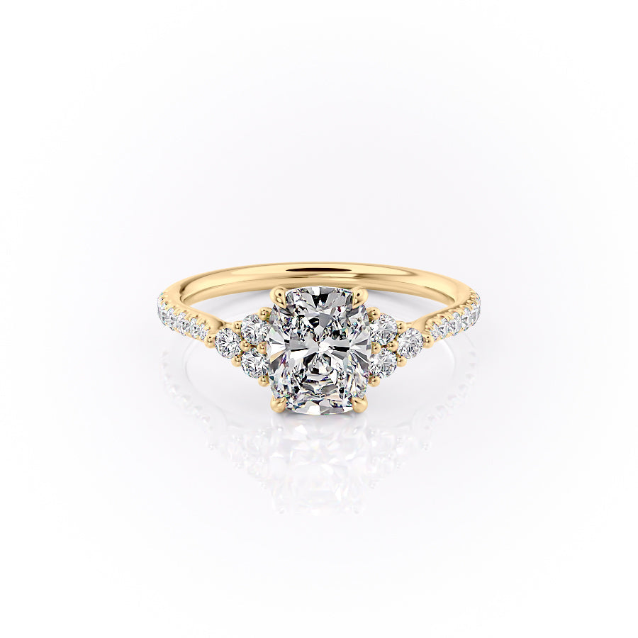 2.50CT Elongated Cushion Lab Grown F/VS2 Diamond Cluster Engagement Ring