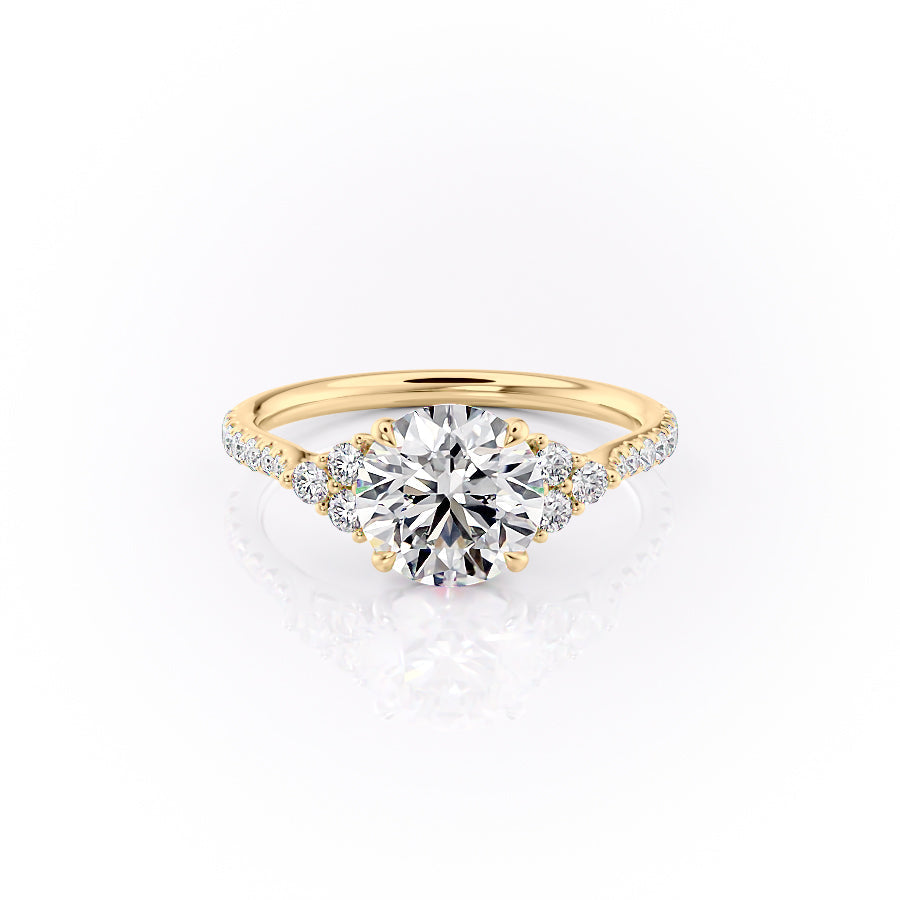 2.0CT Round Lab Grown F/VS1 Pave Diamond Cluster Engagement Ring