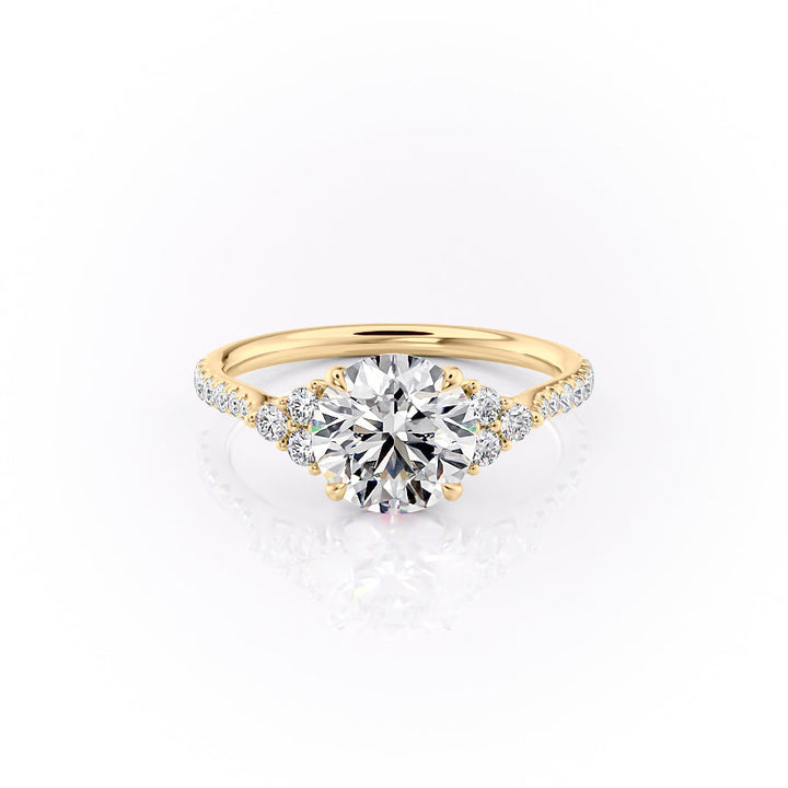 2.0CT Round Lab Grown Cluster E/VS2 Diamond Engagement Ring