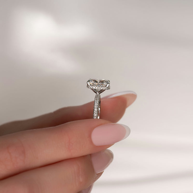 2.50CT Cushion Lab Grown F/VS1 Diamond Micro Pave Engagement Ring