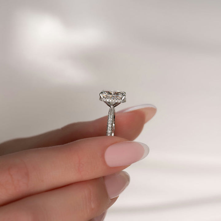 2.50CT Cushion Lab Grown F/VS1 Diamond Micro Pave Engagement Ring