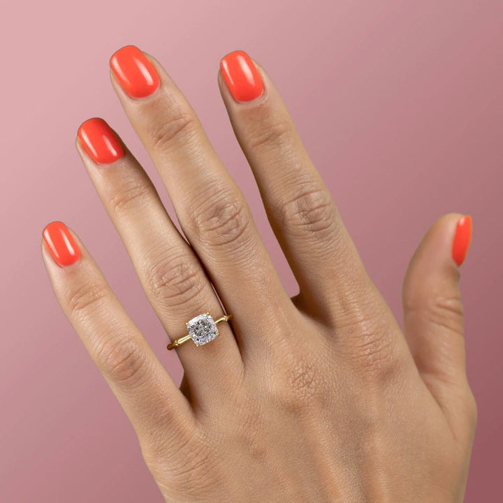 2.50CT Cushion Lab Grown E/VVS2 Diamond Hidden Halo Engagement Ring