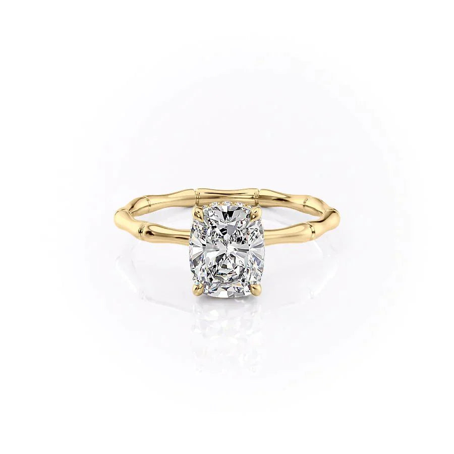 3.50CT Cushion Lab Grown Hidden Halo F/VVS2 Diamond Engagement Ring