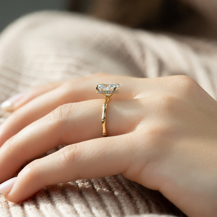 3.50CT Cushion Lab Grown Hidden Halo F/VVS2 Diamond Engagement Ring