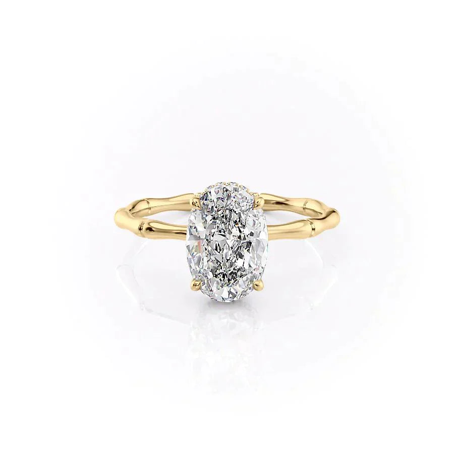 3.50CT Oval Lab Grown F/VVS2 Diamond Hidden Halo Engagement Ring