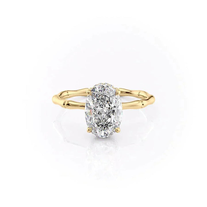 3.50CT Oval Lab Grown F/VVS2 Diamond Hidden Halo Engagement Ring