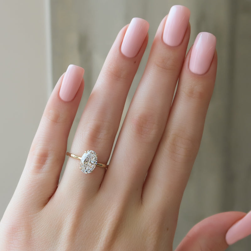 3.50CT Oval Lab Grown F/VVS2 Diamond Hidden Halo Engagement Ring