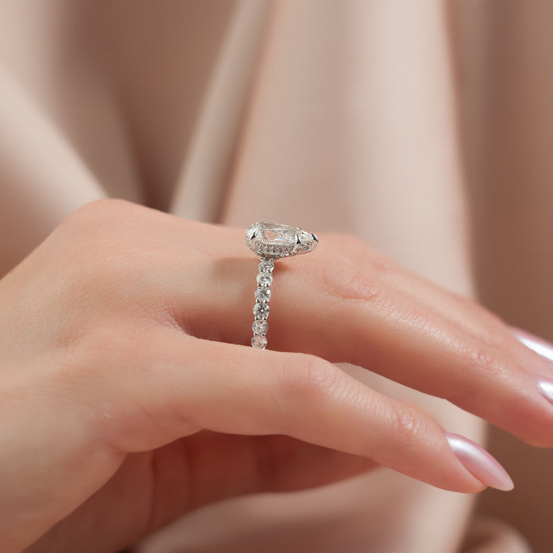 Pear solitaire diamond ring, Pear halo diamond ring, Pear pave diamond ring, Pear vintage diamond ring