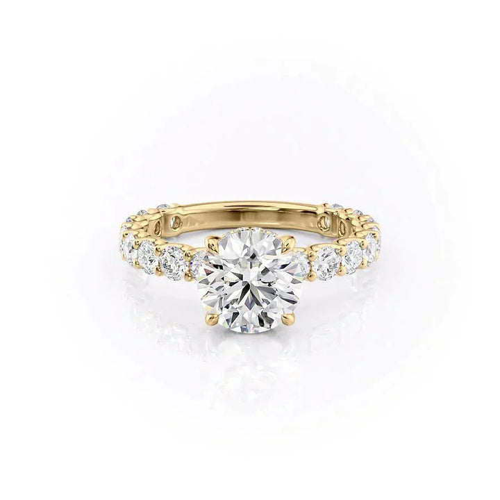 3.0CT Round Lab Grown E/VS1 Diamond Shared Prongs Pave Engagement Ring