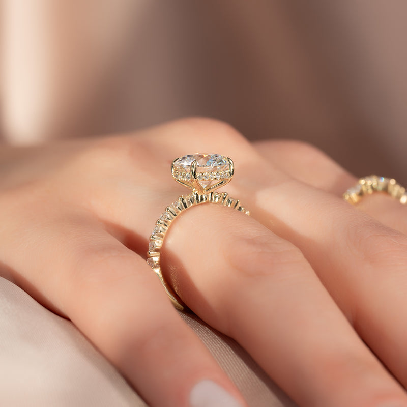 3.0CT Round Lab Grown E/VS2 Diamond Floating Bubble Pave Engagement Ring