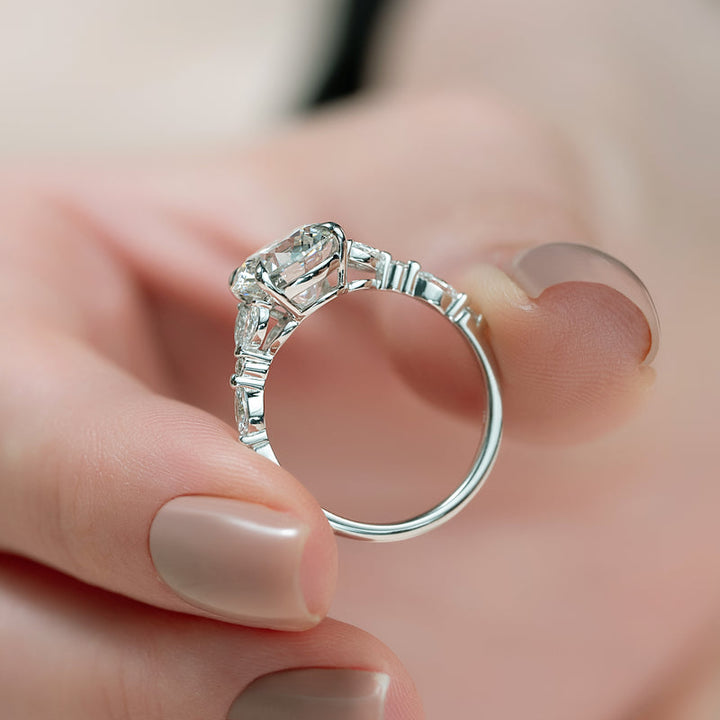 3.50CT Round Lab Grown F/VS2 Diamond Cluster Engagement Ring