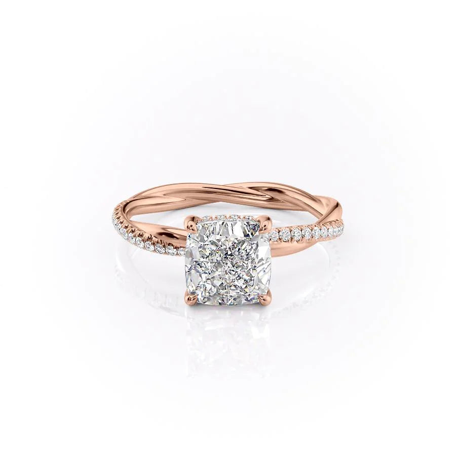 2.0CT Cushion Lab Grown E/VS2 Diamond Infinity Pave Engagement Ring