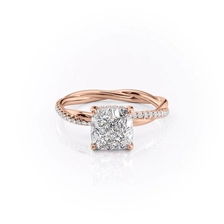 2.0CT Cushion Lab Grown E/VS2 Diamond Infinity Pave Engagement Ring
