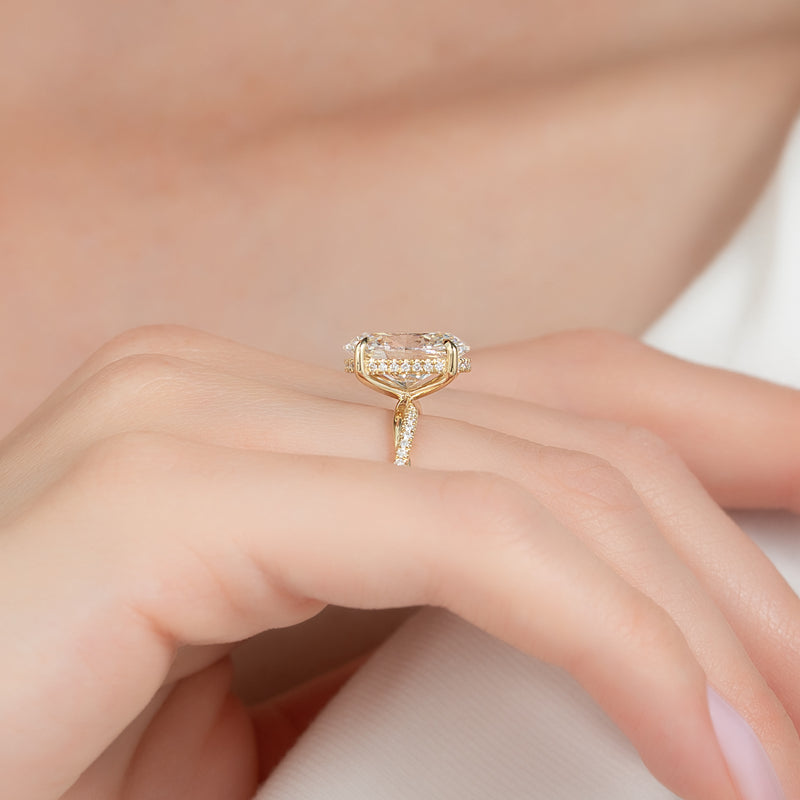 3.0CT Oval Lab Grown E/VVS1 Diamond Infinity Pave Engagement Ring