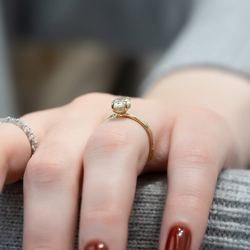 3.0CT Oval Lab Grown E/VVS1 Diamond Infinity Pave Engagement Ring