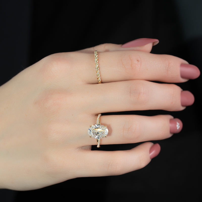 3.0CT Oval Lab Grown E/VVS1 Diamond Infinity Pave Engagement Ring
