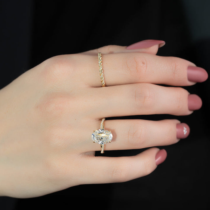 3.0CT Oval Lab Grown E/VVS1 Diamond Infinity Pave Engagement Ring