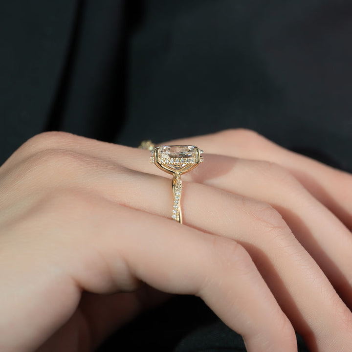 3.0CT Oval Lab Grown E/VVS1 Diamond Infinity Pave Engagement Ring