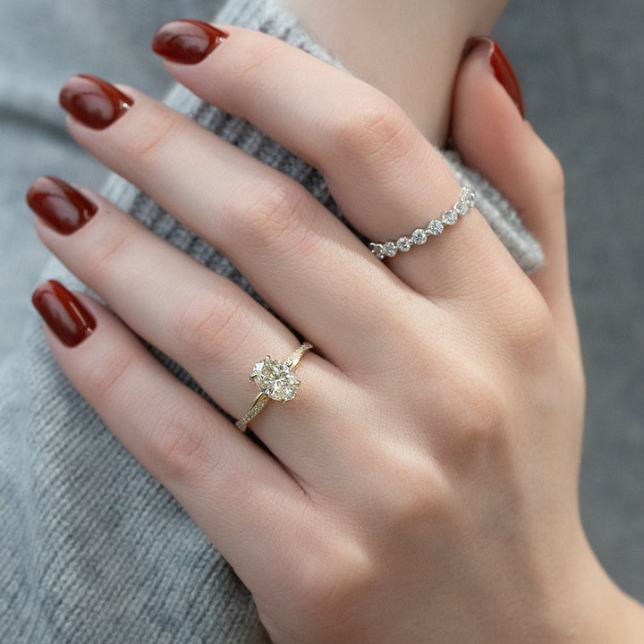 3.0CT Oval Lab Grown E/VVS1 Diamond Infinity Pave Engagement Ring