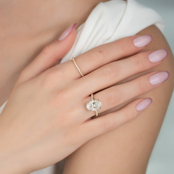 3.0CT Oval Lab Grown E/VVS1 Diamond Infinity Pave Engagement Ring