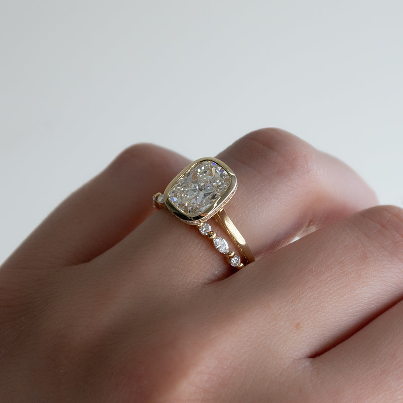 4.50CT Bezel Set Cushion Lab Grown F/VS2 Diamond Hidden Halo Engagement Ring