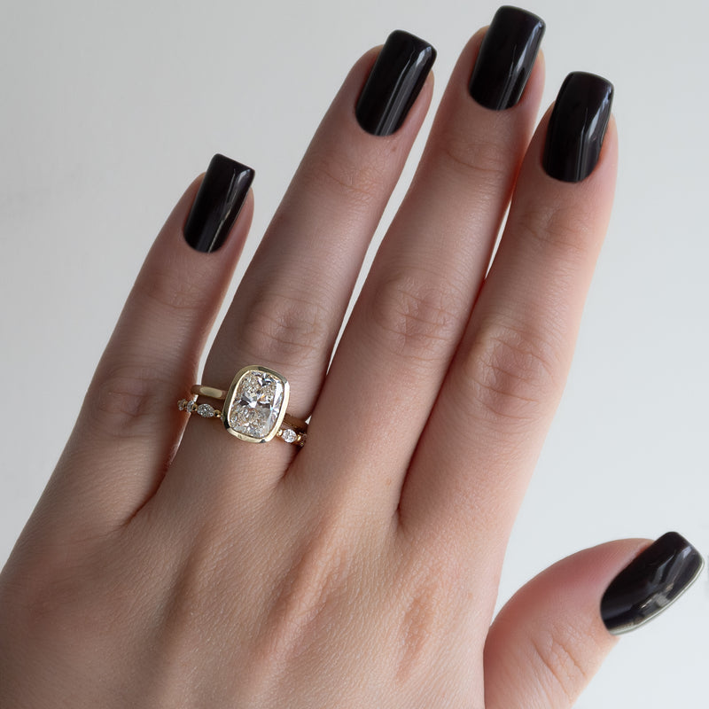 4.50CT Bezel Set Cushion Lab Grown F/VS2 Diamond Hidden Halo Engagement Ring