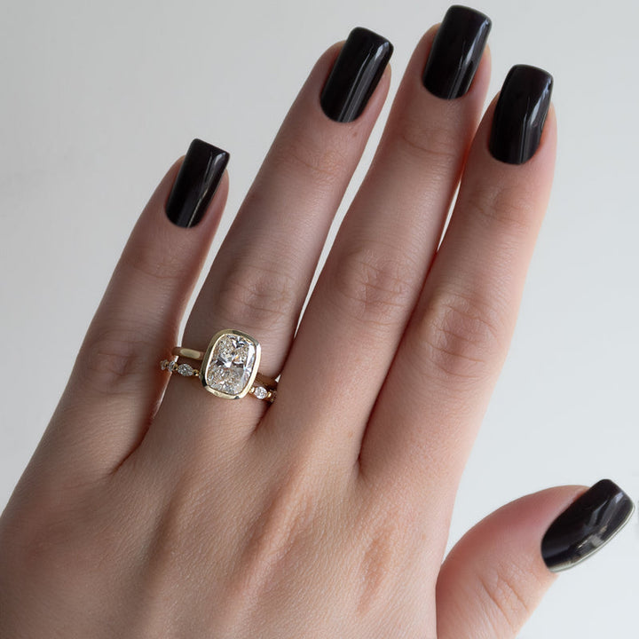 4.50CT Bezel Set Cushion Lab Grown F/VS2 Diamond Hidden Halo Engagement Ring
