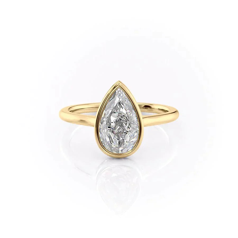 5.0CT Bezel Set Pear Lab Grown E/VVS1 Diamond Hidden Engagement Ring