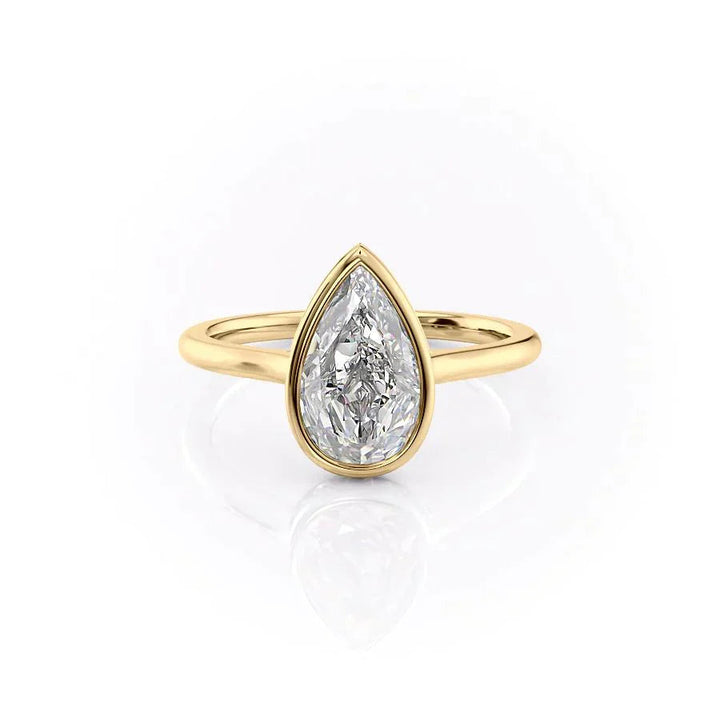 5.0CT Bezel Set Pear Lab Grown E/VVS1 Diamond Hidden Engagement Ring