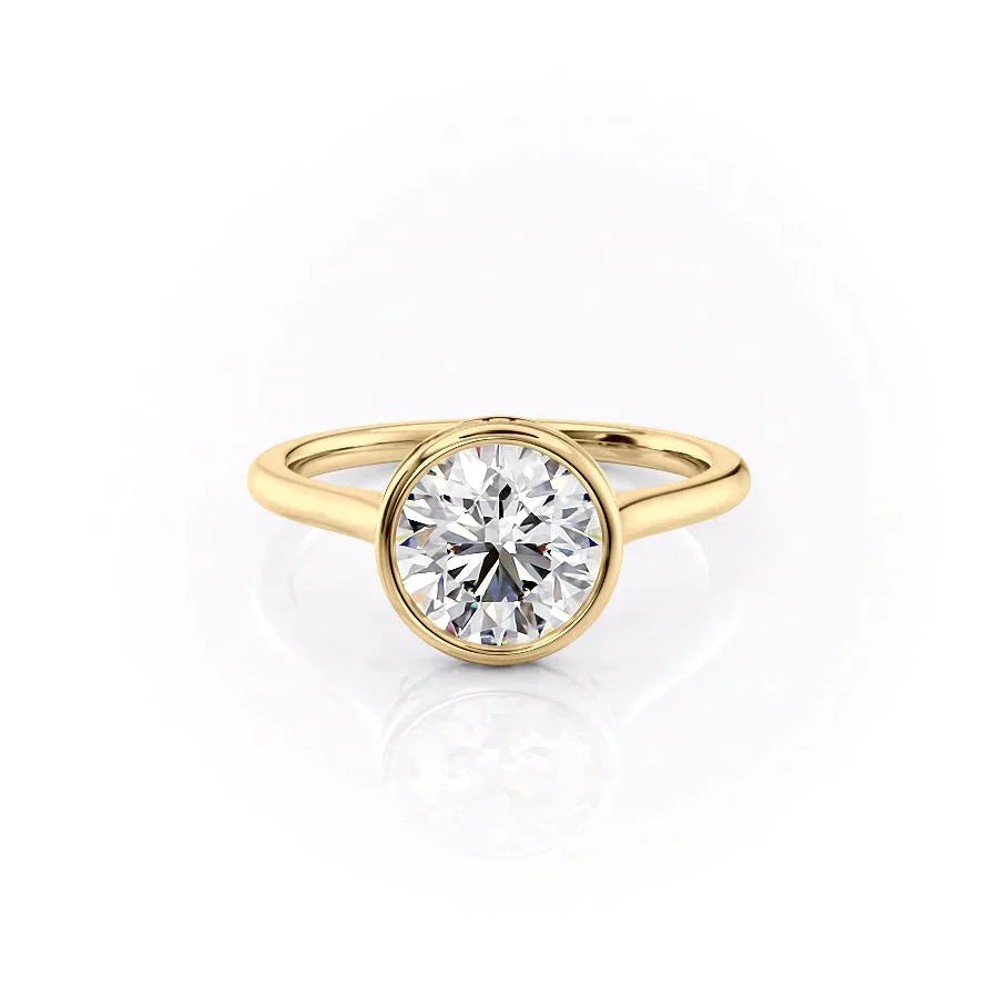 3.0CT Bezel Set Round Lab Grown E/VS2 Hidden Halo Diamond Engagement Ring
