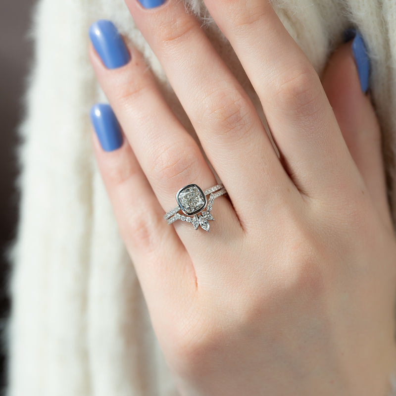 1.50CT Cushion Lab Grown E/VS2 Diamond Bezel Set Engagement Ring