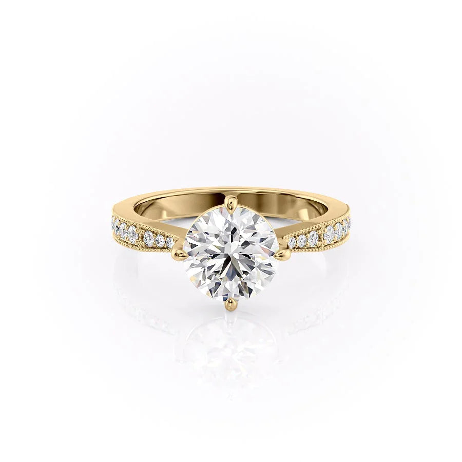 2.0CT Round Lab Grown E/VVS1 Diamond Vintage Pave Engagement Ring